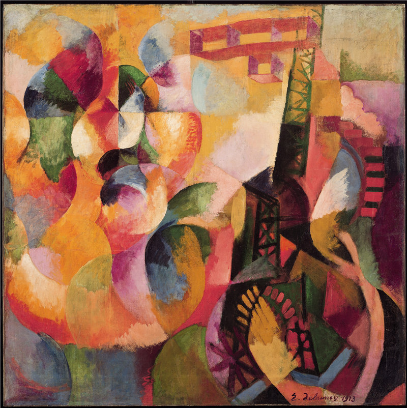 罗伯特·德劳内（Robert Delaunay）-太阳，旅游，飞机（太阳，塔，飞机），1913 年油画 法国