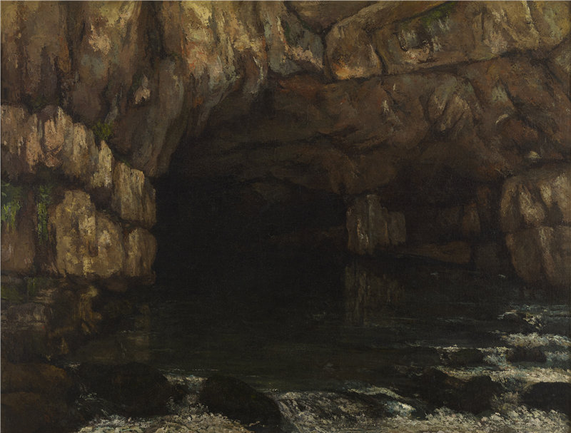 古斯塔夫·库尔贝(Gustave Courbet)-The Source of the Loue 1864年油画 法国