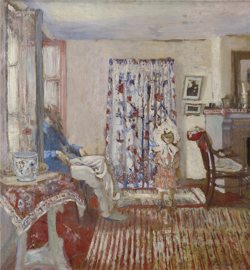 爱德华·维亚尔（Edouard Vuillard）-画家克尔·泽维尔·卢塞尔和他的女儿 ，1903年 法国油画