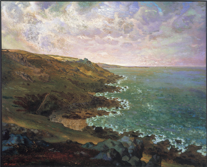 让-弗朗索瓦·米勒（Jean-François Millet）-Les falaises de Gréville（格雷维尔悬崖），1872 年 法国油画