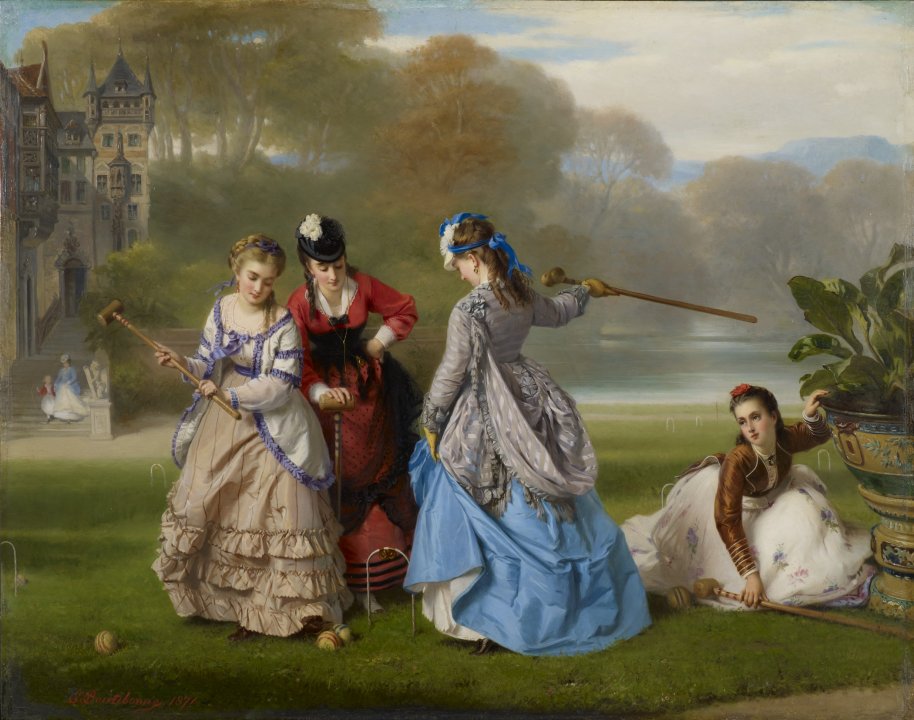 查尔斯·爱德华·布蒂博讷(Charles Edouard Boutibonne)-槌球运动员, 1871年 法国油画,1888 年油画 荷兰