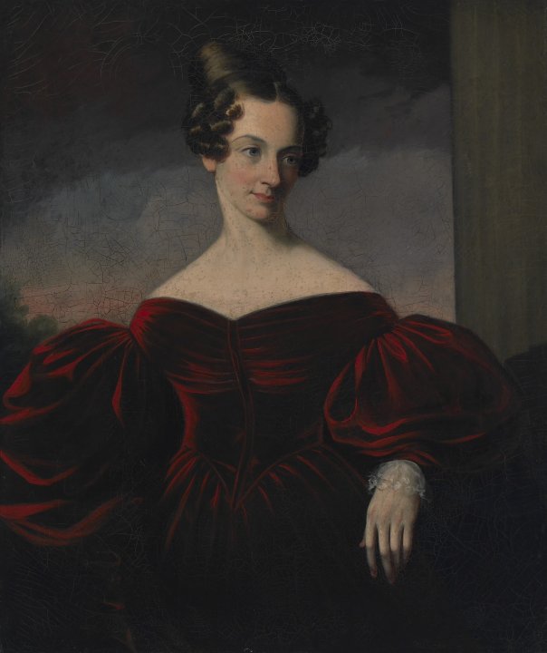 塞缪尔·贝尔·沃(Samuel Bell Waugh)-Eunice Hubbard Blossom 夫人的肖像,1835年油画 美国