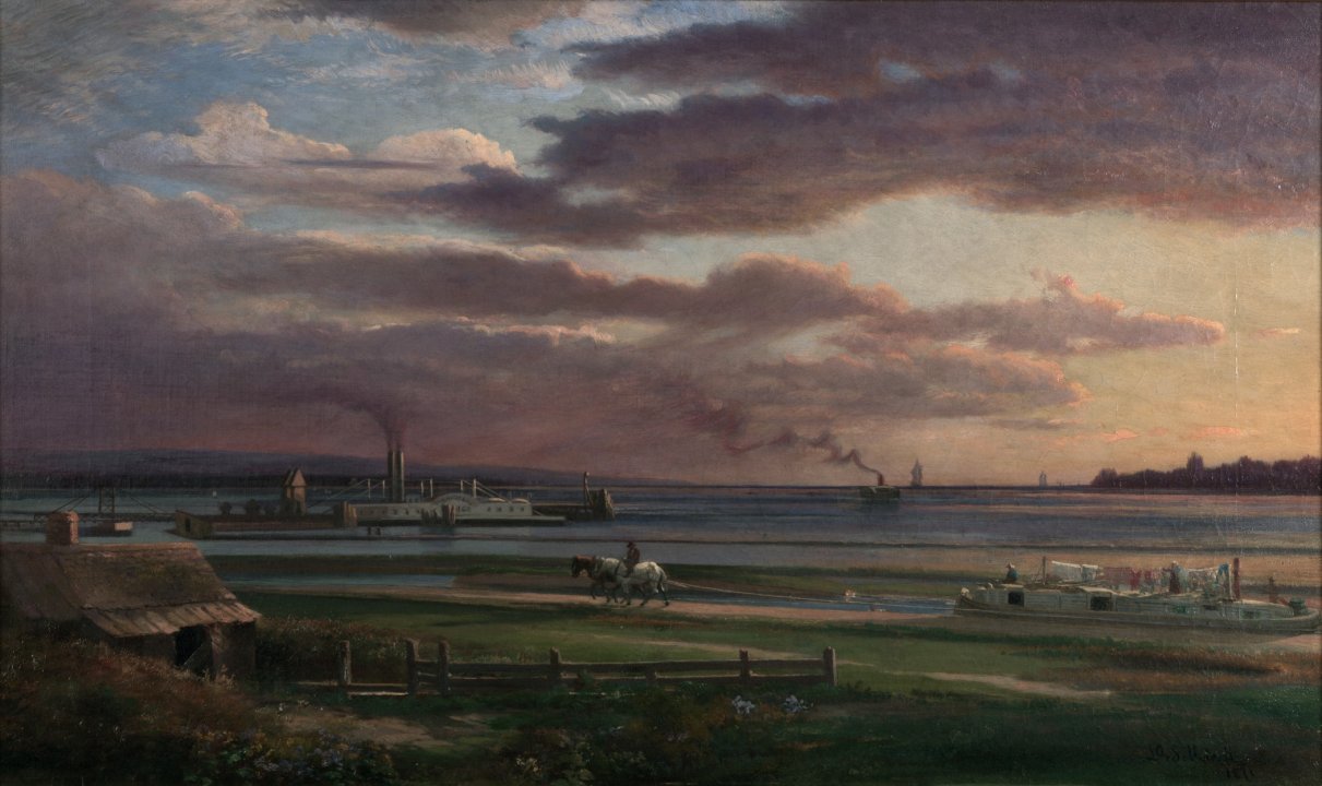 拉斯·古斯塔夫·塞尔斯泰特（Lars Gustaf Sellstedt）-波特大道脚下的布法罗港，1871 年油画