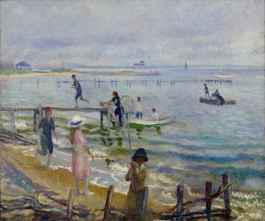 威廉·格拉肯斯(William James Glackens)-贝尔波特码头,1912 年油画 美国