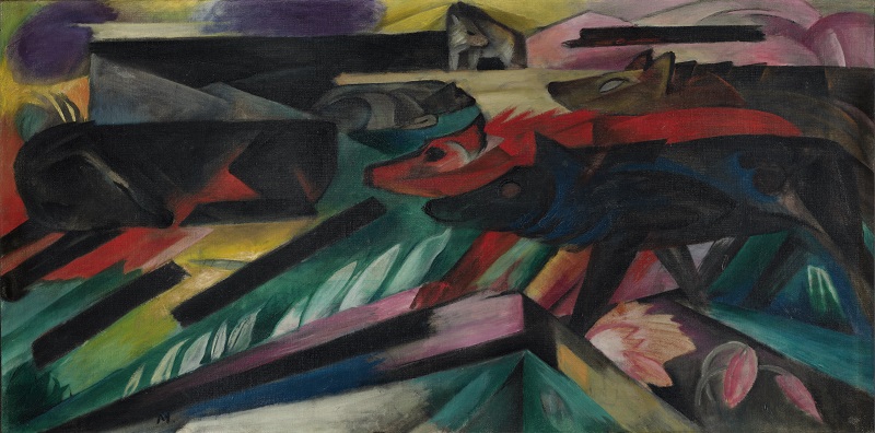 弗朗茨·马克（Franz Marc）-The Wolves (Balkan War) , 1913年油画 德国