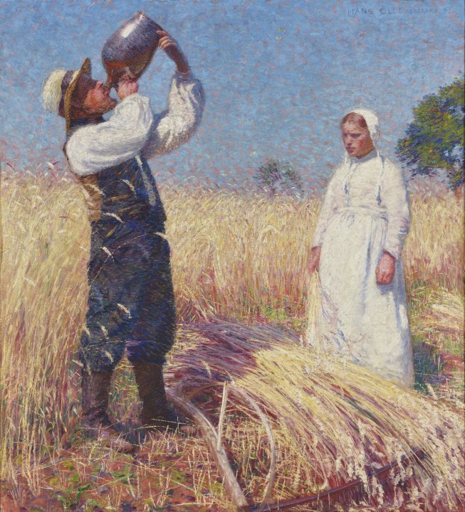 汉斯·奥尔德（Hans Olde）-收割，1893年 德国油画