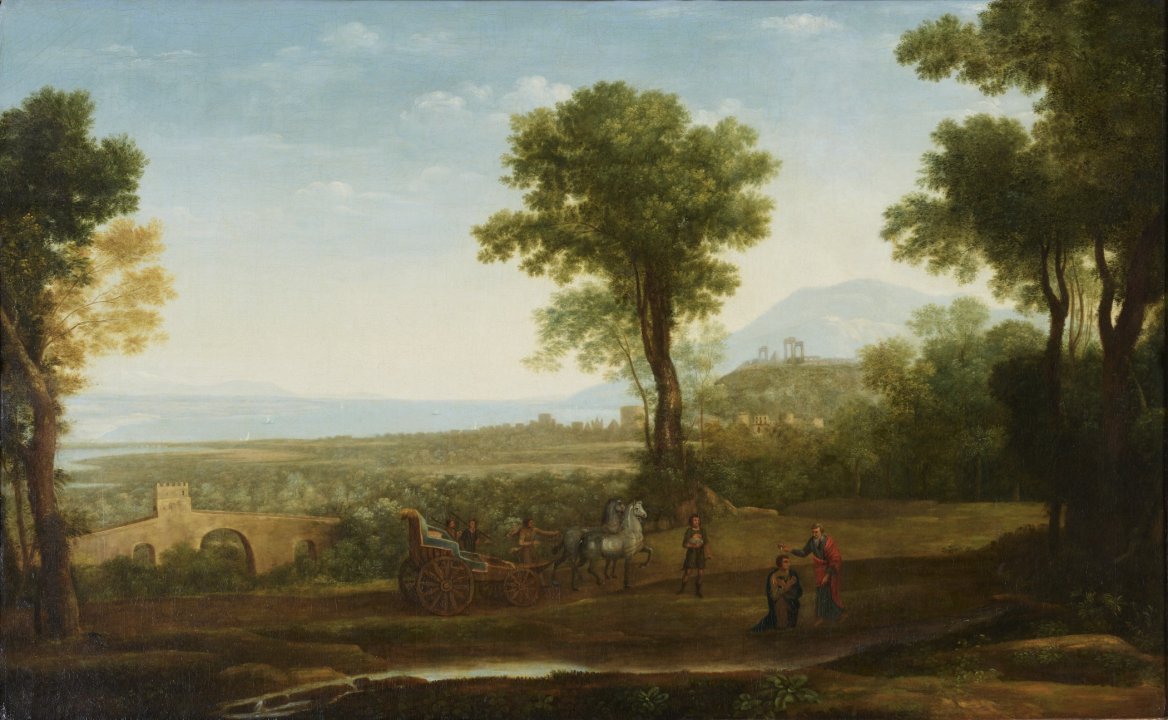 克劳德·洛兰（Claude Lorrain）之后-圣菲利普为太监施洗的风景，1678 年油画 法国