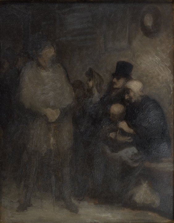 奥诺雷·杜米埃（Honoré Daumier）-UNE沙利D'attente（候车室），1850年至1853年油画 法国
