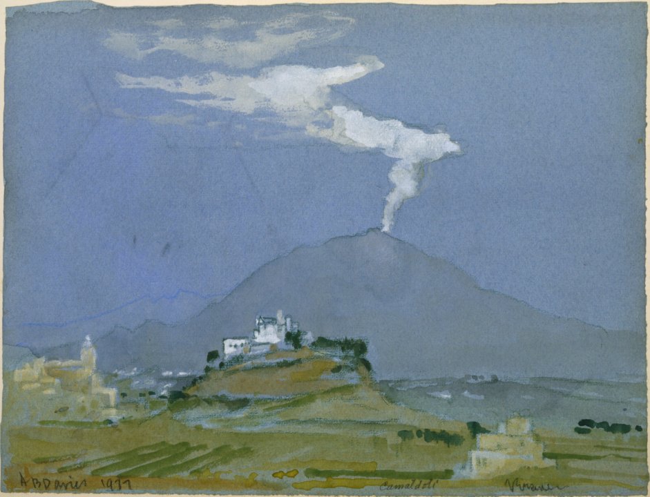 阿瑟·鲍文·戴维斯（Arthur Bowen Davies）-风景 (Camaldoli) , 1911年油画 美国