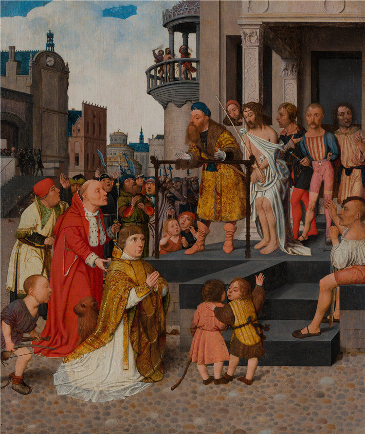扬·莫斯塔特(Jan Mostaert),荷兰人,1475-1555年-基督向人们展示油画