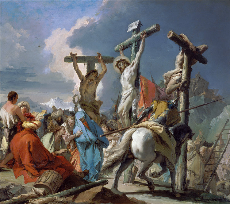 贾安巴蒂斯塔·提埃波罗(Giambattista Tiepolo)，意大利人，1696-1770 年-被钉十字架油画