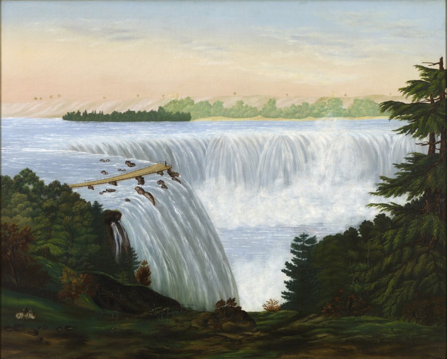 美国油画-从山羊岛看尼亚加拉大瀑布，1850年