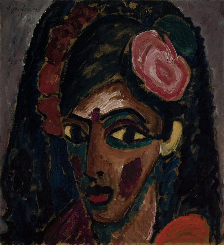 阿列克谢·贾伦斯基,Alexei Jawlensky,俄罗斯人,1864–1941 年-埃及女孩油画