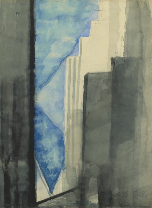 约瑟夫·斯特拉（Joseph Stella）-摩天大楼，1920年水彩 美国