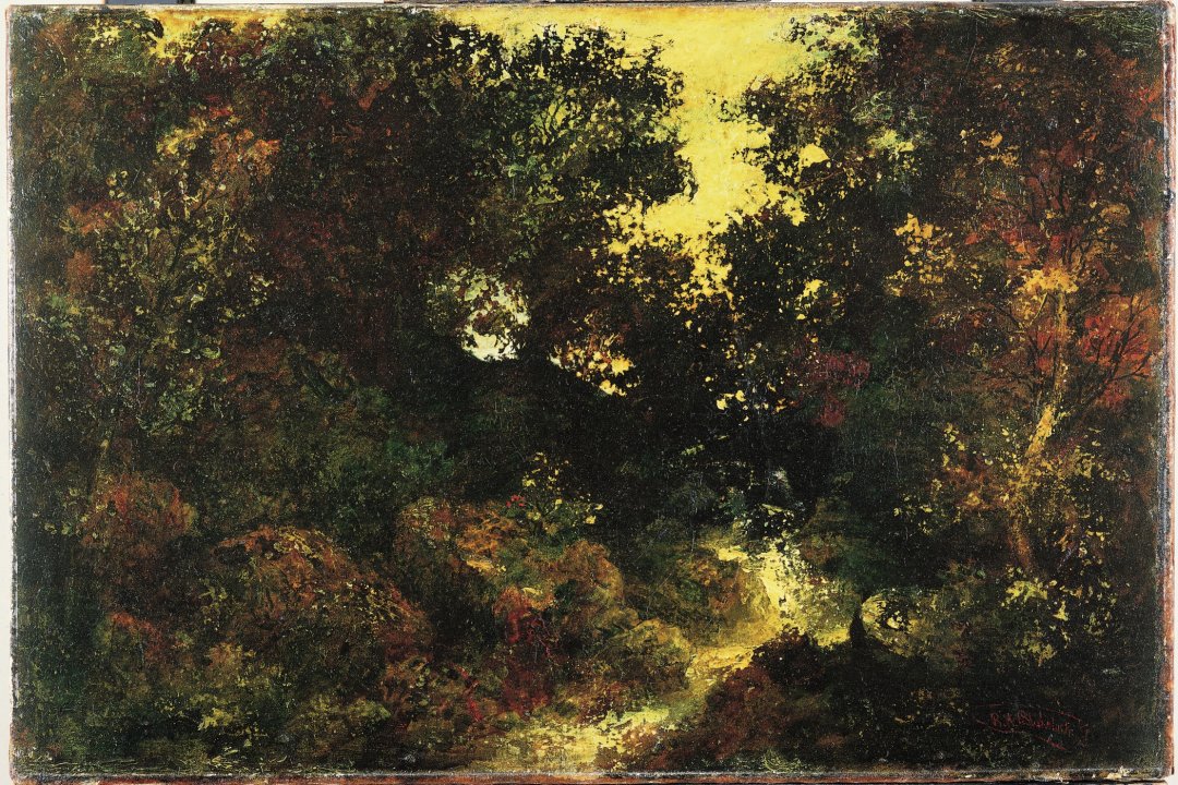 拉尔夫·阿尔伯特·布莱克洛克(Ralph Albert Blakelock)-伍德兰布鲁克,1880年油画 美国
