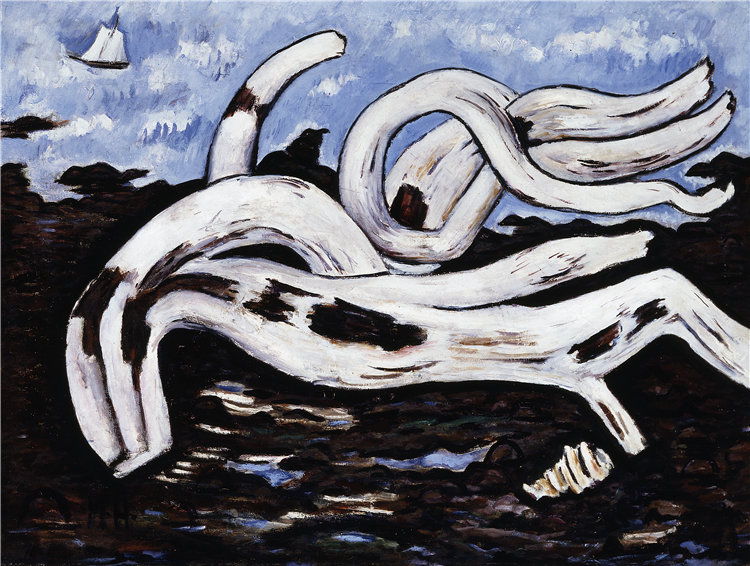 马斯登·哈特利(Marsden Hartley),美国人,1877–1943 年-Bagaduce 上的漂流木油画