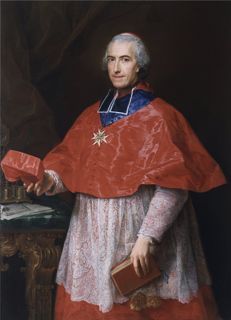 蓬佩奥·吉罗拉莫·巴托尼（Pompeo Girolamo Batoni），意大利人，1708–1787 年-红衣主教的肖像油画