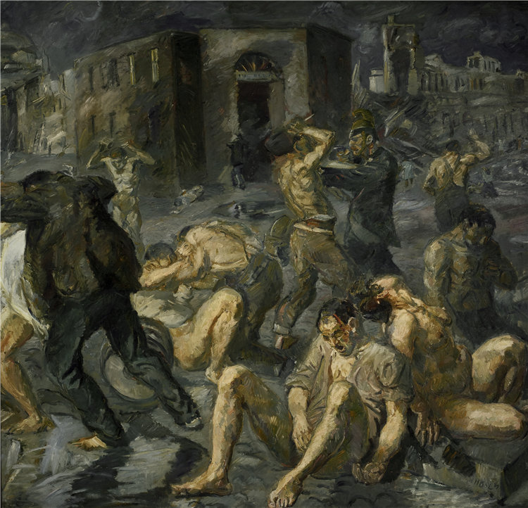 马克斯·贝克曼（Max Beckmann, German），德国人，1884–1950 年-墨西拿的毁灭场景油画