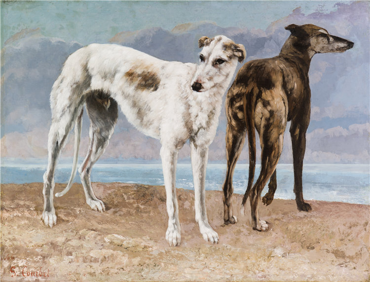 古斯塔夫·库尔贝(Gustave Courbet)-Comte de Choiseul 的灰狗油画 法国