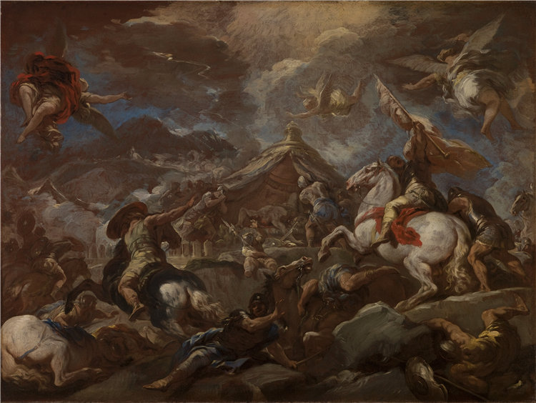卢卡·佐丹奴(Luca Giordano),意大利人,1634–1705 年-Holofernes 尸体的发现
