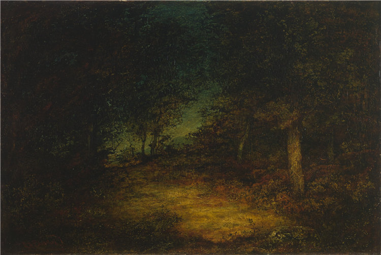 拉尔夫·阿尔伯特·布莱克洛克(Ralph Albert Blakelock),美国人,1847–1919 年-木质内饰油画