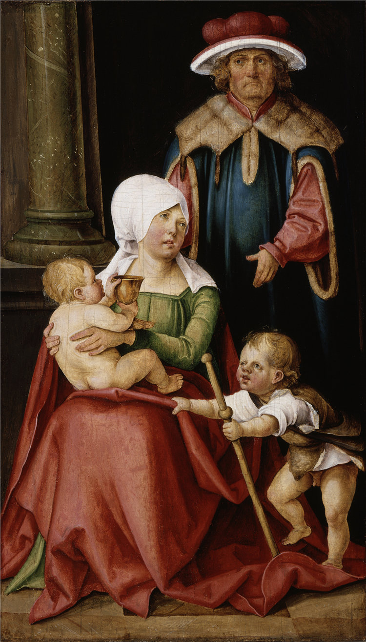 汉斯·冯·库尔姆巴赫（Hans von Kulmbach），德国人，约 1480–1522 年-玛丽莎乐美和西庇太与他们的儿子油画