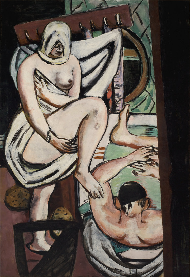 马克斯·贝克曼（Max Beckmann, German），德国人，1884–1950 年-洗澡油画