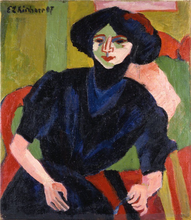 恩斯特·路德维希·基希纳（Ernst Ludwig Kirchner），德国人，1880–1938 年-一个女人的肖像油画