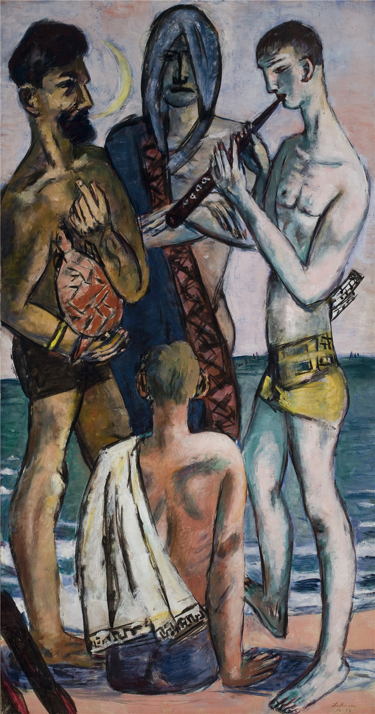 马克斯·贝克曼（Max Beckmann, German），德国人，1884–1950 年-海边的年轻人油画