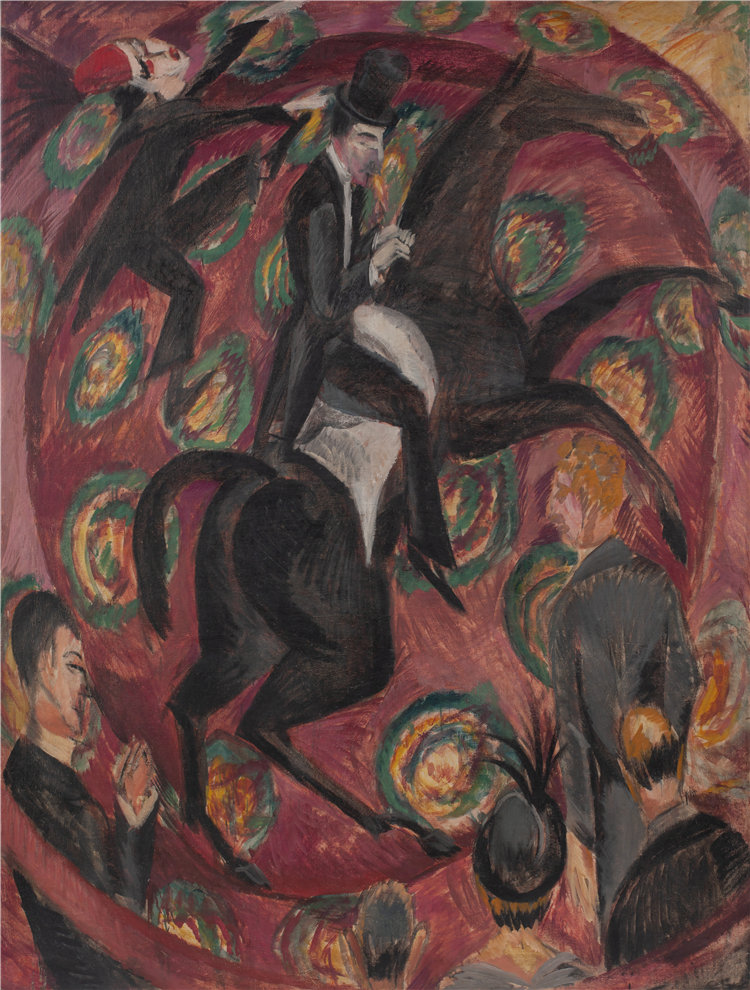 恩斯特·路德维希·基希纳（Ernst Ludwig Kirchner），德国人，1880–1938 年-马戏团骑士油画