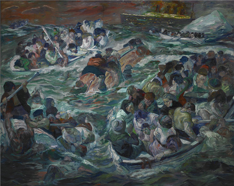 马克斯·贝克曼（Max Beckmann, German），德国人，1884–1950 年-泰坦尼克号沉没油画