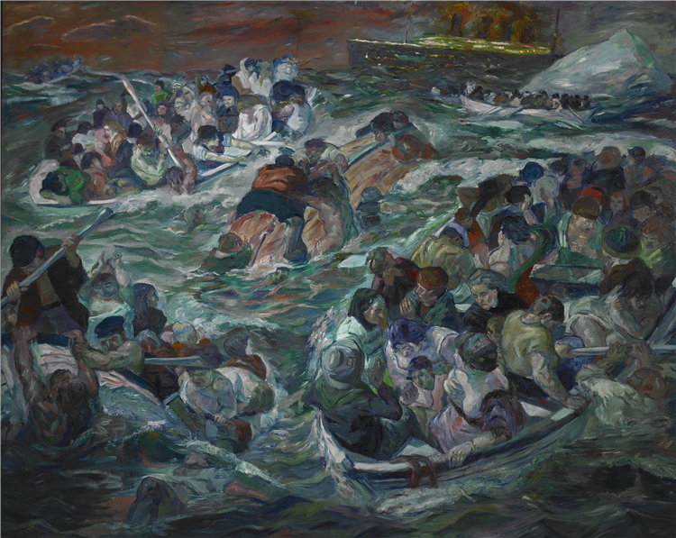 马克斯·贝克曼(Max Beckmann, German),德国人,1884–1950 年-泰坦尼克号沉没油画