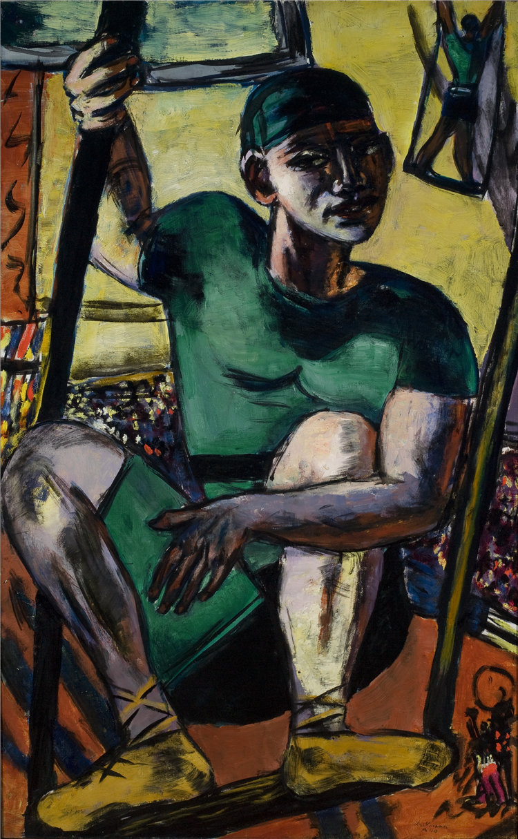 马克斯·贝克曼(Max Beckmann),德国人,1884–1950 年-空中飞人的杂技演员油画