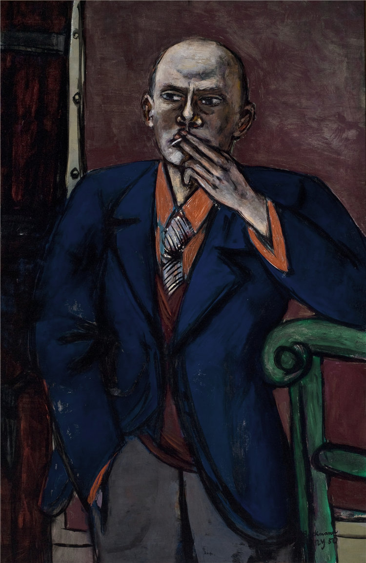 马克斯·贝克曼（Max Beckmann, German），德国人，1884–1950 年-自画像 1950年油画