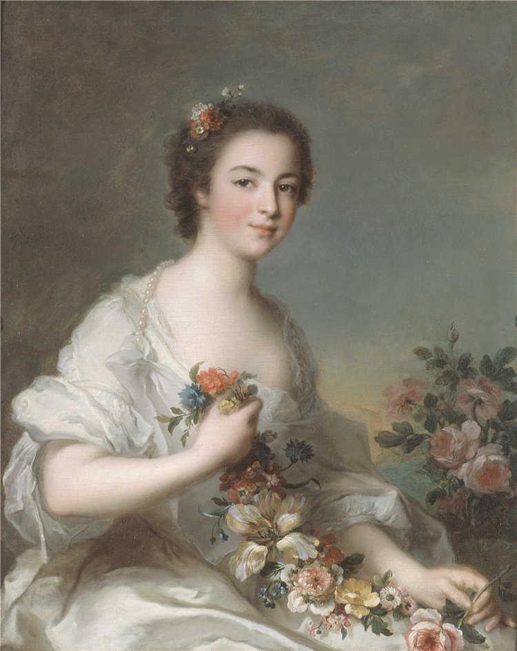 让·马克·纳蒂尔（Jean-Marc Nattier ，法国，1685-1766 年）-一位女士的肖像油画