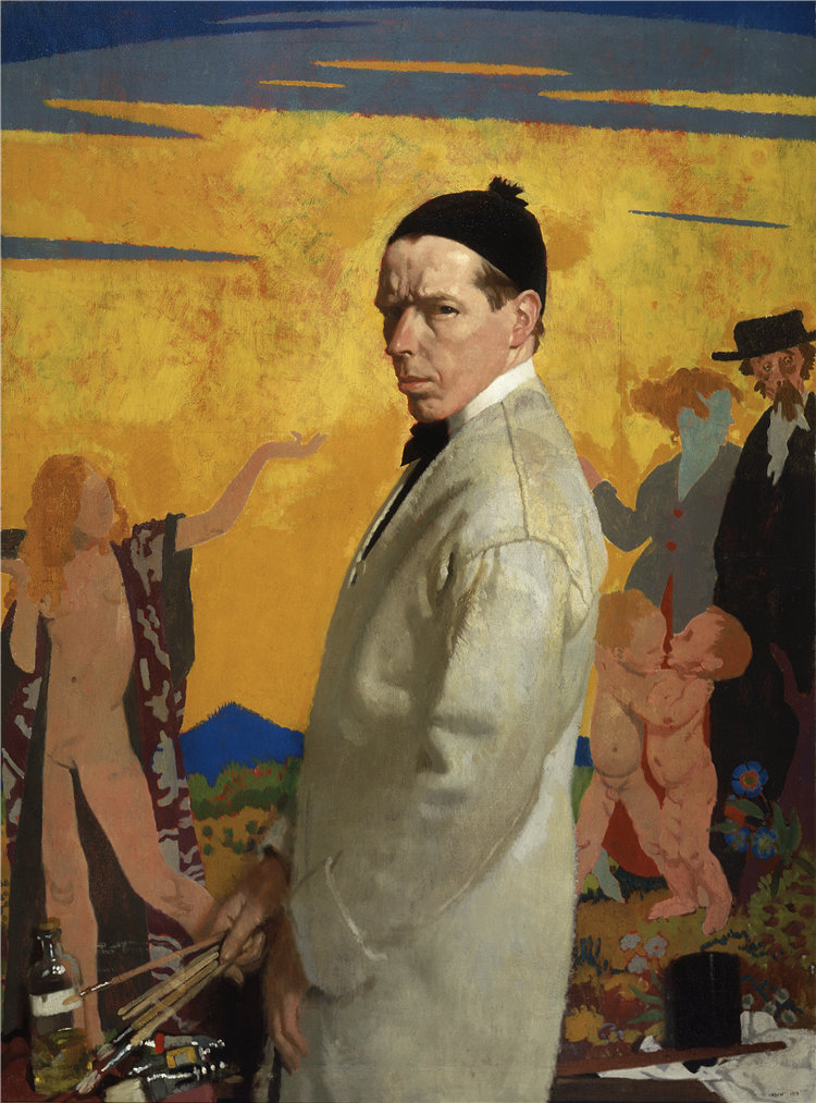 威廉·奥尔本（William Orpen）爵士，爱尔兰人，1878 年 - 1931 年-自画像油画