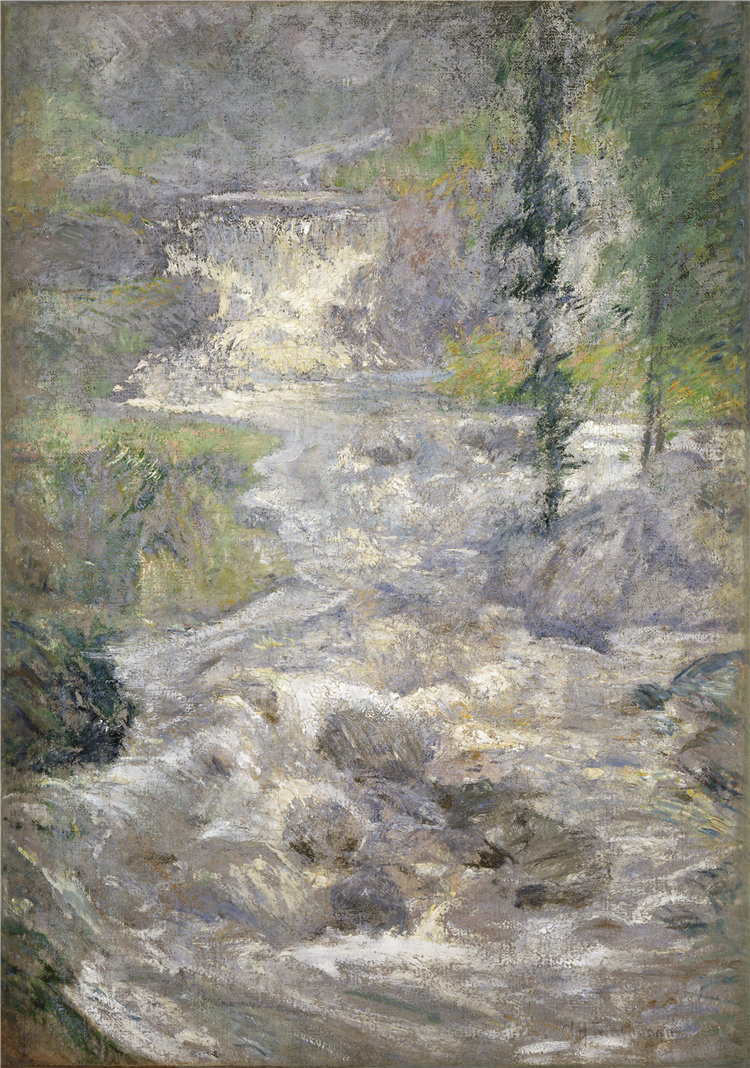 约翰·亨利·特瓦克曼（John Henry Twachtman），美国人，1853–1902 年-彩虹的来源油画