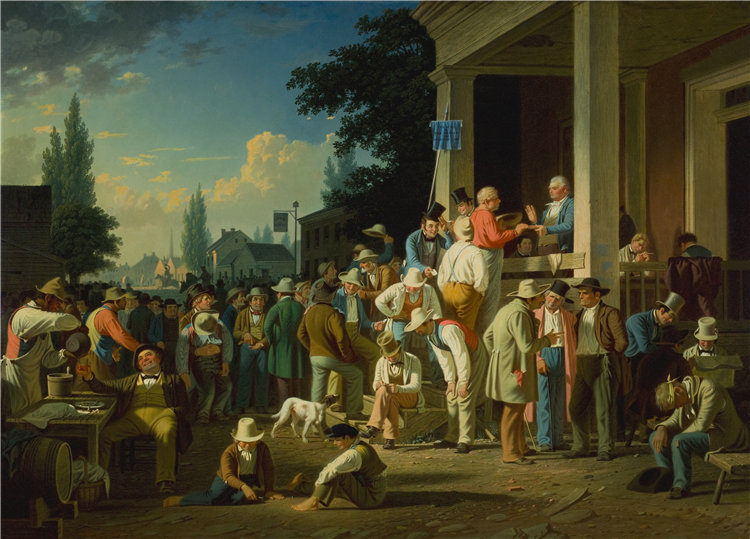 乔治·凯勒·宾厄姆(George Caleb Bingham),美国人,1811–1879 年-县选举油画