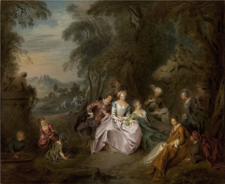 让·巴蒂斯特·约瑟夫·佩特（Jean Baptiste Joseph Pater），法国人，1695–1736 年-在公园休息油画