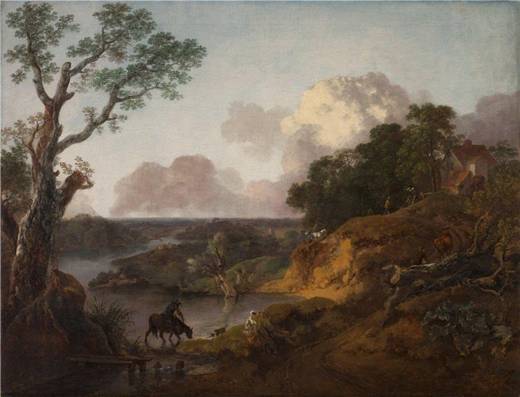 托马斯·庚斯博罗 (Thomas Gainsborough)，英国人，1727–1788 年-在萨福克查看油画