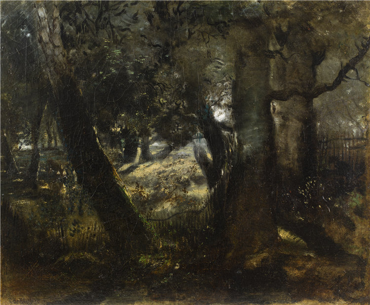 西奥多·卢梭（Théodore Rousseau），法国人，1812–1867 年-贡比涅森林中的野鸡油画