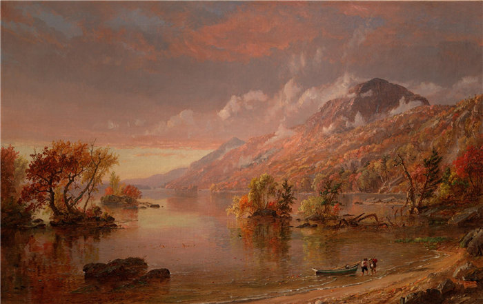 杰西裴·弗朗西斯·克罗普赛(Jasper Francis Cropsey),美国人,1823–1900-乔治湖油画