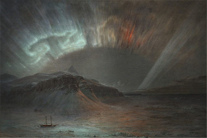 弗雷德里克·埃德温·丘奇 (Frederic Edwin Church)-北极光油画