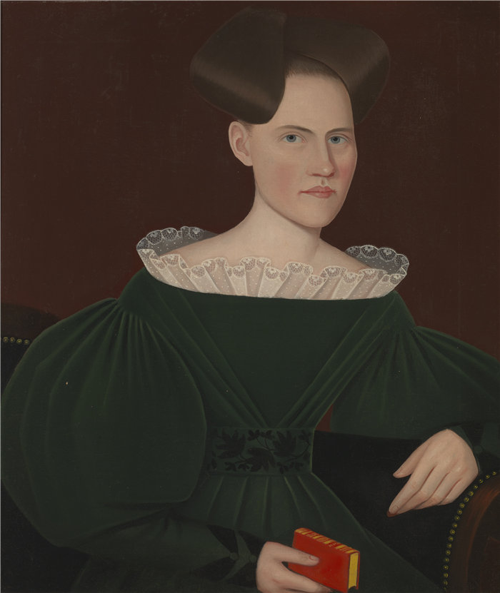 安米·菲利普斯（Ammi Phillips）-海伦 (Lena) 十布鲁克的肖像油画 美国
