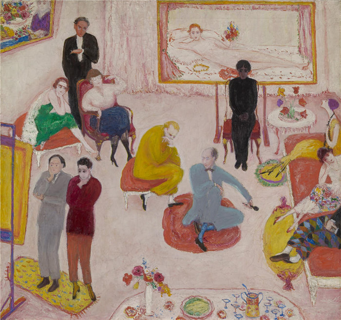 弗洛伦·史提海莫(Florine Stettheimer)，美国人，1871–1944 年-工作室派对（晚会）油画