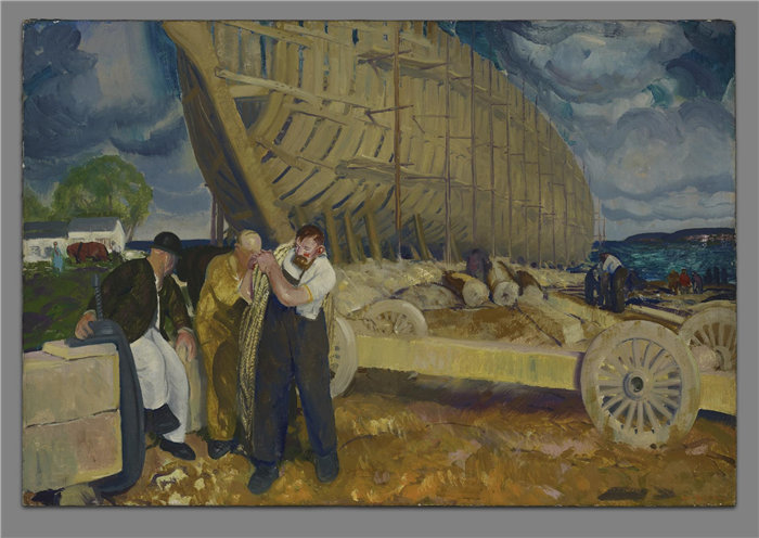 乔治·韦斯利·贝洛斯(George Wesley Bellows),美国人,1882–1925-船舶制造商油画