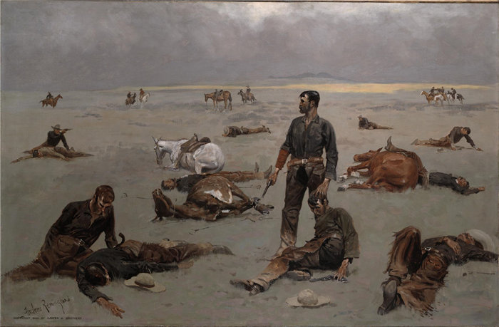 弗雷德里克·雷明顿 (Frederic Remington)，美国人，1861–1909 年-无品牌奶牛的成本油画