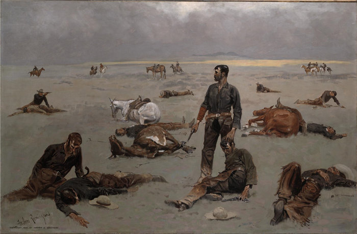 弗雷德里克·雷明顿 (Frederic Remington),美国人,1861–1909 年-无品牌奶牛的成本油画