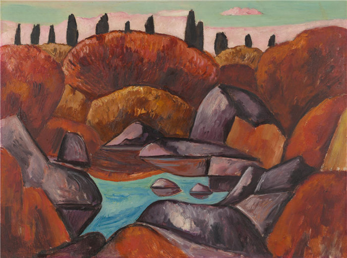 马斯登·哈特利(Marsden Hartley),美国人,1877–1943 年-火焰池——狗镇油画