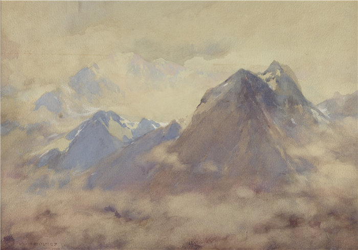 威廉亨利福尔摩斯（William Henry Holmes）-全能者，高安第斯山脉的印象油画 美国